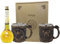 Geschenkset Wikinger Kelch oder Krug inklusive Wikingertrank Met Honig-Apfel in der Elixierflasche mit Holzbox und Gravur - Met Honigwein personalisierbar verschiedene Varianten (Krug Thor und Odin)