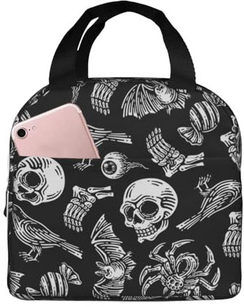 hihihihihihihihi Lunchtasche für Damen – Totenkopf, Vogel, Fledermaus, Spinne, Lunchbox für Herren, isolierte Lunchtaschen für Frauen, Lunch-Taschen für die Arbeit