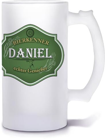 Unikatolo Bierkrug mit Name personalisiert | Bierkenner | Glasbierkrug individuell bedruckt | Biergeschenk für Männer zum Geburtstag Bayern Tracht Oktoberfest-Dekoration Wiesn Party echter Genießer