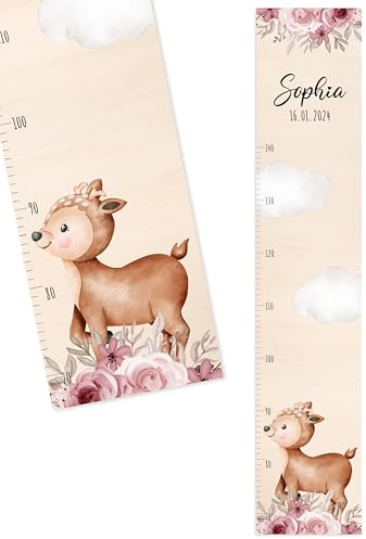 Bärenfreunde Kinder Messlatte personalisiert, Messleiste Holz, Mädchen | Kindermesslatte, Wachstum Maßband, Wand Größentabelle, Jungen, Baby Geschenk Geburt, Taufgeschenk mit Name, Zimmerdeko