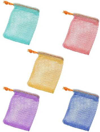 MOPZIJA 5pcs Filet pour Savon Solide, Pochette Savon Solide en Filet Naturel, Sac à Savon en Coton Réutilisable Ensemble de Sachets de Savon Bio, Pochette Savon Solide, Idéal pour Douche