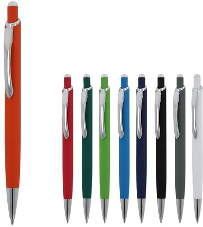 9x Kugelschreiber / aus Metall / mit Soft Touch / 9 Farben