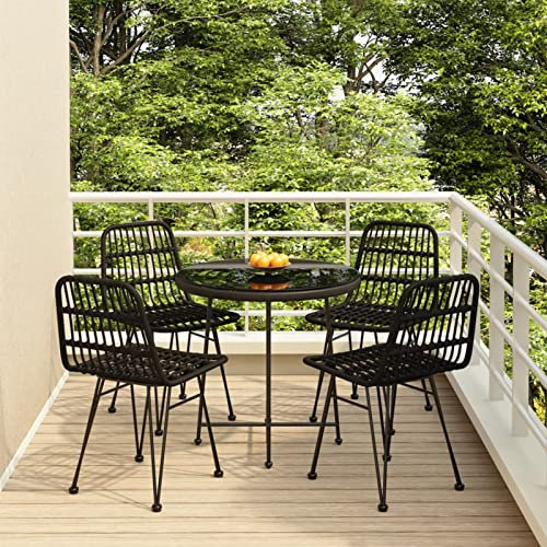 ShGaxin 5-TLG. Garten-Essgruppe Schwarz Poly Rattan, Esstisch Mit Stühlen Set, Gartenmöbel Sitzgruppe, Balkon Möbel, Gartenlounge Set, Terrassenmöbel, Balkonmöbel Set - 3157844