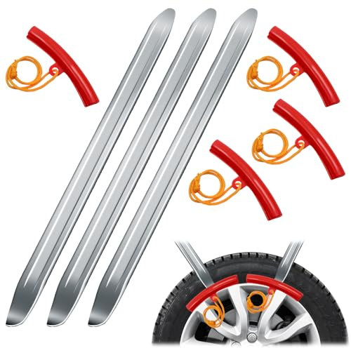 DAWRIS Lot de 3 leviers de montage, démonte-pneus de 30 cm avec 4 protections de jantes, aide au remontage des pneus avec protections de jantes, outil de changement de pneu pour moto, vélo, voiture