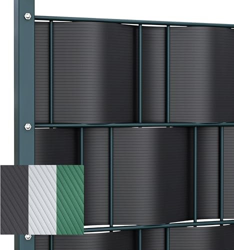 paramondo PVC Sichtschutzstreifen Hart, Kürzbar für gängige Zäune, UV-stabil, Wetterfest und Blickdicht,10er Set,19 cm x 252,5 cm, Anthrazit