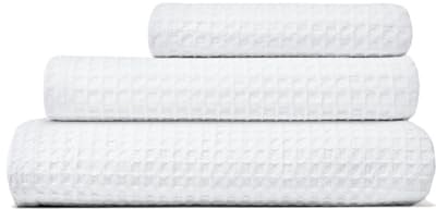 Corredocasa Set Asciugamani 100% Cotone Nido d'Ape, Made in Italy - Tris Bagno: Telo Doccia, Asciugamano Viso e Ospite - Forniture Alberghiere, B&B e Casa Vacanza (Bianco)