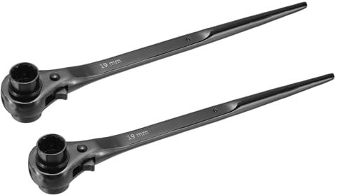 sourcing map 19 x 21mm 12-Point Scaffold Podger Ratchet Spanner Ratcheting Socket Wrench Tool (Black) 2pcs