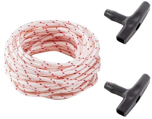 10-Meter Starterseil Rasenmäher mit 2 Stück Starter Griff,Rasenmäher Seilzug,Zugseil für Wäschespinne,Seilzug Rasenmäher Starterseil für Stihl Husqvarna Craftsman Kettensägen Trimmer (3.0 MM)