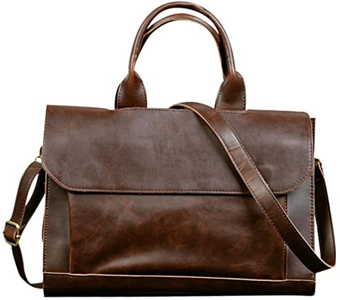 BRIGHTFUFU 1 Stück Handtasche Einkaufstasche für Frauen Umhängetasche für Damen Umhängetasche für Männer office bag schulterbeutel bag for men Aktentasche aus PU-Leder Laptoptasche Coffee