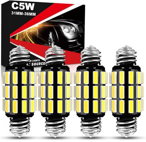 OUSHI 31MM 36MM Innenraumbeleuchtung Glühbirne, CANBUS 12V 24V 6500K Weiß 1.22'' 1.42'' Glühbirne für Lichtkuppeln Kofferraumbeleuchtung Kennzeichenbeleuchtung, 4 Stück