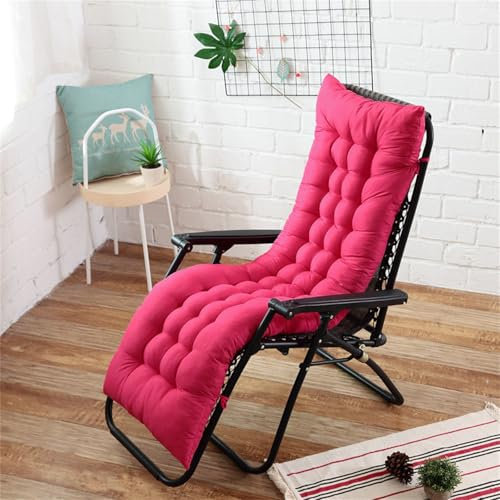Highdi Coussin de Chaise Longue Jardin Exterieur, Coussin Bain de Soleil, Matelas Transat Pliable épais & Confortable avec Sangles antidérapantes, pour Terrasse, Plage, Salon (Rose,110x40cm)