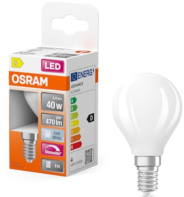Osram LED Superstar Classic P 40 Filament DIM Kaltweiß | LED Superstar Classic P 40 Filament DIM, LED Lamps, Weiß, 45 mm dia, 15000 h, 1-Pack