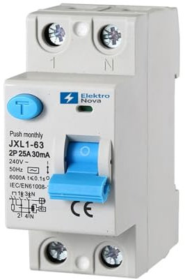 ELEKTRONOVA Interruttore Differenziale Puro 2P C25 25A 6kA 30mA – 2 Moduli DIN – 220V RCCB