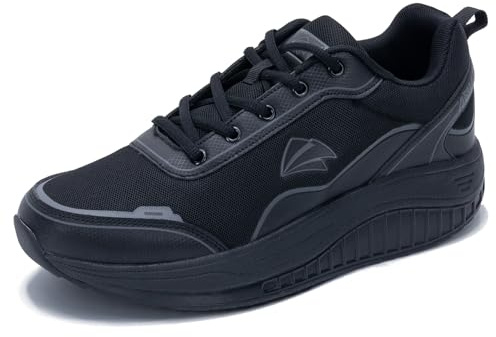 IIV Men's Orthotic Walking Shoes with Arch Support for Plantar Fasciitis & Flat Feet | Shock Absorbing Work Sneakers for Knee, Heel, Ankle Pain Relief & Daily Comfort Black