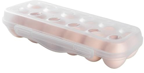 Komoke Eierbox für 12 Eier - Robuster Eierbehälter für Kühlschrank, Transparente Eier Aufbewahrung & Eierhalter mit Frische-Schutz, Ideal als Stapelbare Eier Transportbox für Küche und Unterwegs
