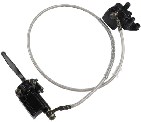 FUBESK Hydraulic Disc Brake Assembly, Left Rear Hand Brake Master Cylinder & Caliper Kit with Hose & Pads, For 110cc 125cc 140cc Dirt Bikes & ATV Quads, Black