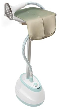 Steamer professionale in piedi con asse da stiro per vestiti, 1800 W, 10 livelli di vapore, 1 serbatoio dell'acqua da 6 l, altezza regolabile 60 – 148 cm, per camicie, abiti bianchi