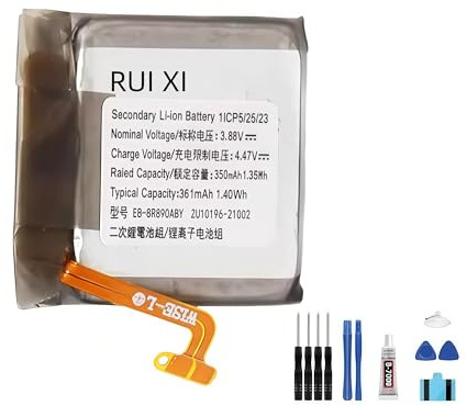 RUI XI Battery compatible For Samsung Galaxy Watch 4 Classic 46mm R890 SM-R890 R895 R895U 361mAh 3.88V EB-BR890ABY Battery