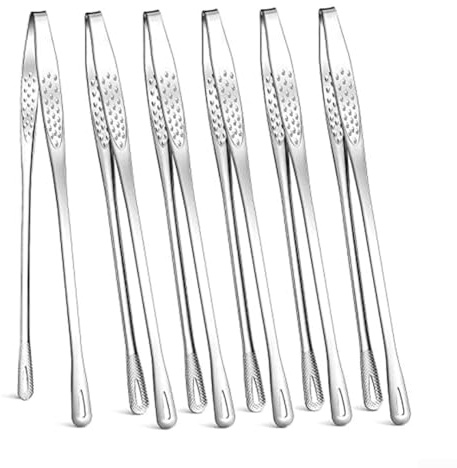Juego de 6 pinzas de acero inoxidable para barbacoa, estilo coreano, para cocinar, asar, hornear y manipular alimentos (28 cm, 304)