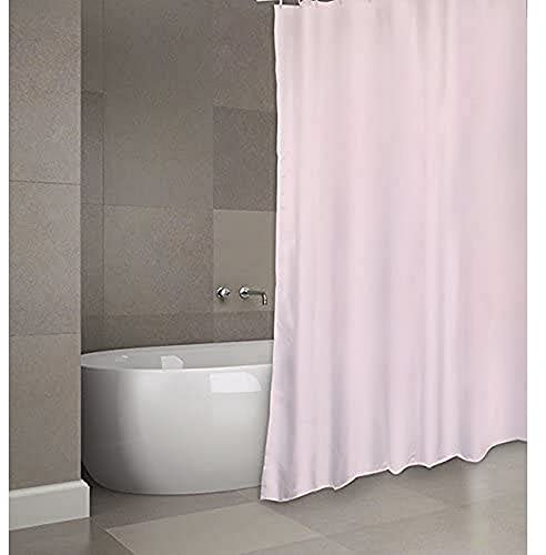 MSV Cotexsa by Premium Schimmel Textil Duschvorhang-Anti-Bakteriell, waschbar, 100% wasserdicht, mit 12 Duschvorhangringen-Polyester, „Uni“ Rosa 180x200cm – Made in Spain, 180 x 200 cm