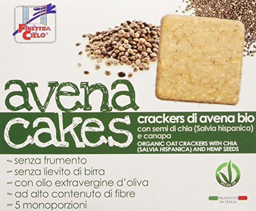 La Finestra Sul Cielo Avena Cakes Crackers di Avena con Semi di Chia e Canapa Bio, 250g