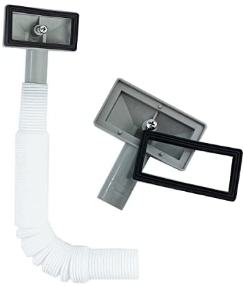 2x tubi di troppopieno, tubo di troppopieno per lavabo estensibile, interfaccia quadrata (dimensioni: 75x40mm) Lunghezza tubo 230-600mm, diametro 26mm (diametro interno: 21mm)
