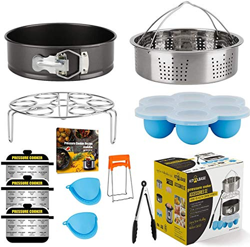 Instant-Pot-Accessories-Set, Instapot Accessory for 6 Qt 8 Quart, with Steamer Basket cheesecake pan Egg Steam Trivet Silicone Mold Pot Mitts Kitchen Tong, Made of 18/10 Rust-Proof Stainless Steel