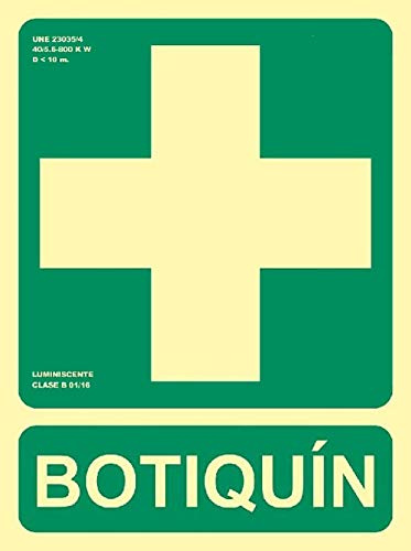 MovilCom® - Señal luminiscente BOTIQUIN PVC 0,7mm Clase B 224X300mm homologado nueva legislación (ref.RD14108)