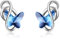 Schmetterling Ohrstecker 925 Sterling Silber Damen Schmetterling Ohrringe für Mädchen Kinder (blau)