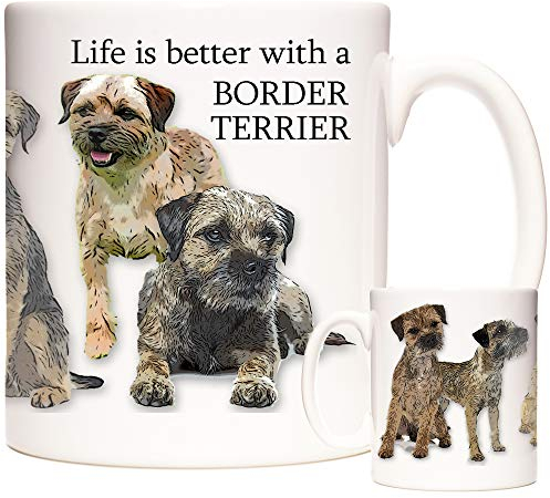 11OZ Mug Border Terrier Gift, Life is Better with A Border Terrier Dog, Ceramic Gift Mug. Dishwasher Safe