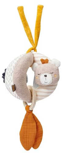 Fehn Activity Greifball Esel & Teddy fehnNATUR - Spielball mit Bio Baumwolle - Ball Babyspielzeug mit Rassel & Holzring - Stoffball Motorikspielzeug - Spielzeug für Babys & Kleinkinder ab 0+ Monaten