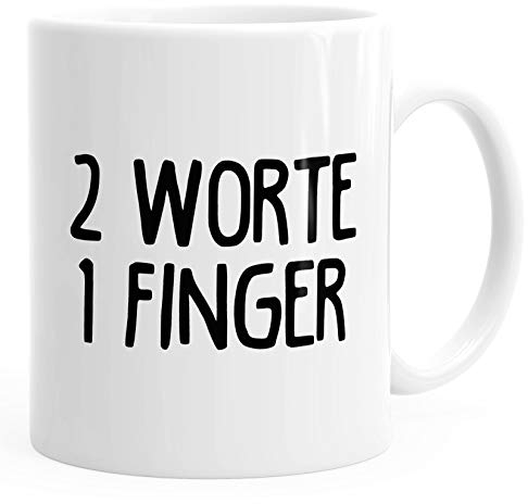 MoonWorks® Büro-Tasse 2 Worte 1 Finger Spruchtasse Kaffeetasse weiß unisize