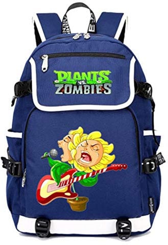 WANHONGYUE Plants vs. Zombies Game Cosplay Schoolbag Rucksack 15.6 Laptop Backpack with USB Charging Port Blue / 1
