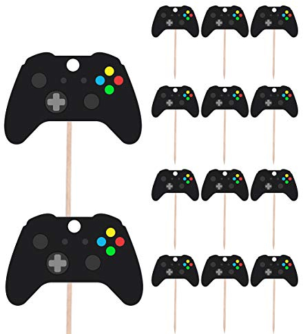 AK Giftshop Xbox Gaming Controller Themed – Geburtstag – Event – Party Essen – Kuchen Cupcakes – Picks Sticks Dekorationen Aufsätze Aufsteller Aufsteller Lebensmittel Flaggen (14 Stück)