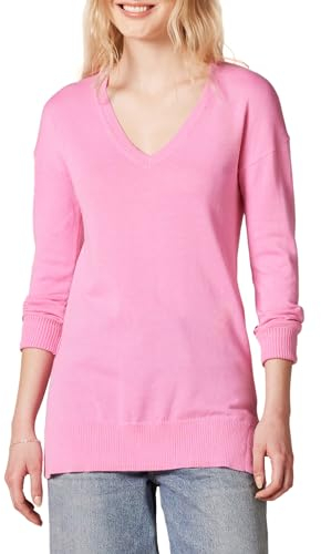 Amazon Essentials Jersey Tipo Túnica Ligero de Manga Larga y Cuello en Pico (Disponible en Tallas Grandes) Mujer, Rosa, L