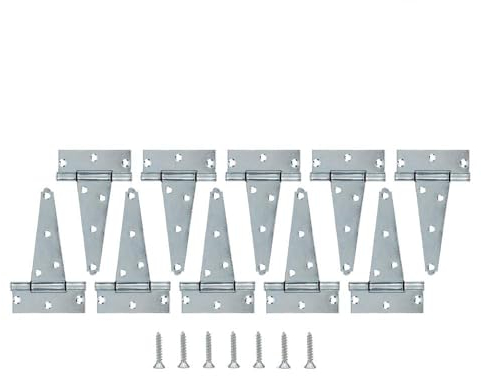 HOME MASTER HARDWARE 12,7 cm Tor-T-Gurt-Scharniere, verzinkt, robuste T-Scharniere mit Schrauben für Schuppen, Lagerung, Tore und Scheunen (10 Stück)