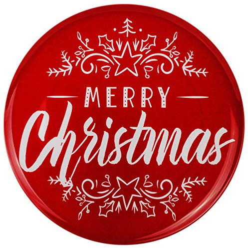 großer Teller/Speiseteller/Plätzchenteller - Weihnachten - Merry Christmas - weiß & rot - Ø 28 cm - Flach - rund - Mehrweg - Melamin Kunststoff - Dessertt..