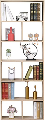 ETNIC ART Libreria scaffale Rovere a Vista Disegno Contemporaneo Ufficio casa Soggiorno Legno MDF a Giorno - 70X23.5X188.5cm con divisori, libreria a muro, scaffale libreria