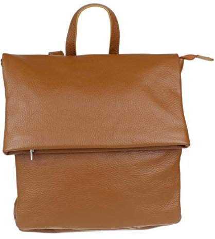 Girly Handbags Einfarbiger Rucksack aus echtem LederLeicht Gebräunt