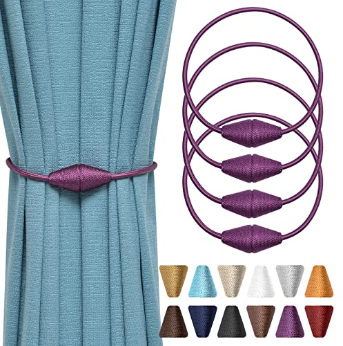 Pretty Jolly Magnetische Vorhang-Raffhalter, handgefertigt, gewebt, Seil, Vorhanghalter, praktisch, dekorativ, Kegelvorhang, Raffhalter für Zuhause und Büro, Fenstervorhänge (lila)