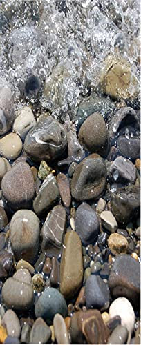 A.Monamour Türtapete Selbstklebend Türfolie Türposter 3D Nasse Kieselsteine Im Wasser Meer Strand Vinyl Folie Türdeko Tapete Wandbild Türaufkleber Türtattoo 77 x 200 cm