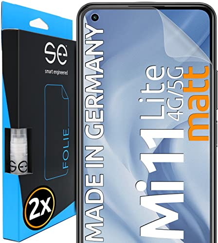 2x se® Film de Protection 3D Antireflet pour Xiaomi Mi 11 Lite, Auto-réparateur, Compatible Empreinte & FaceID, Installation Sans Bulles, Résistant aux Chocs et Rayures, Fabriqué en Allemagne