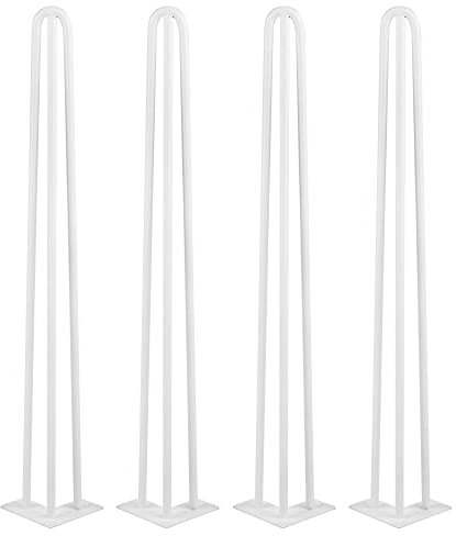 HUOLE Pieds de Table Basse en Épingle à Cheveux 3 Tiges, Pied de Bureau rectangulaire,Pieds de Bureau ou Pieds de Table à Manger, modèle Frame,Pied de Meuble en Profil és (4PC -71cm (Blanc))