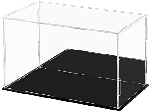 Ecoseao Acrylic Display Case with Mirror, Clear Acrylic Organizer Box Assemble Countertop Dustproof Protection Showcase for Action Figures, Collectibles, Home Storage (25cmx15cmx15cm)