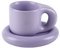 Koythin Ceramic Coffee Chubby Mug Saucer Set, Creative Cute Fat Handle Cup with Saucer for Office and Home, Dishwasher and Microwave Safe, 10 oz for Latte Tea Milk (Light Purple)