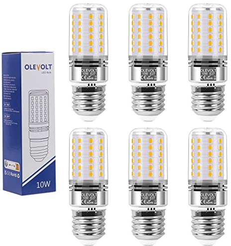 OLEVOLT E27 LED Lampe Warmweiß 10W 2700K E27 LED Glühbirne Maiskolben 1200LM Ersatz für 80W Glühlampe LED Mais Birne Nicht Dimmbar Maiskolben Birnen Edison-Schraube Kerze Leuchtmittel 6er-Pack