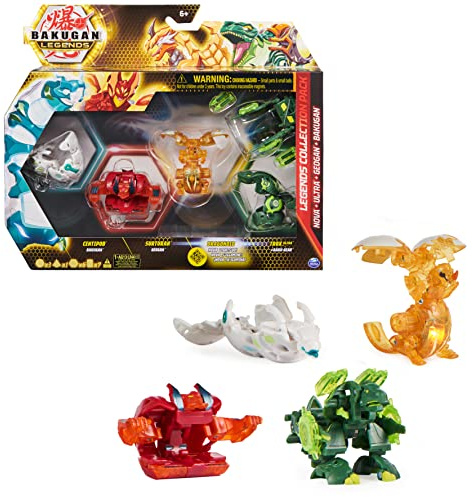 Bakugan 'Legends' 2023 Legends Collection 4er Pack mit 1 Nova Ball, 1 Basic Ball, 1 Geogan und 1 Ultra Ball mit Baku-Gear, ab 6 Jahren