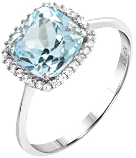 Fascination by Ellen K. Damen Ring 375/- Gold Glänzend Blautopas beh. weiß 2,30ct. 310370007-2