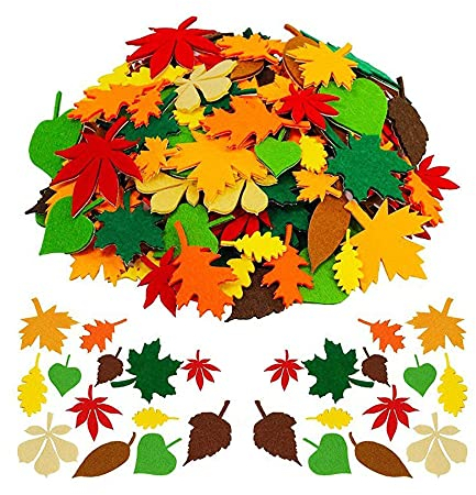 Wohlstand 528 stücke Ahornblatt Aufkleber Herbstblatt, Blatt Aufkleber Filz Laub, Herbstblatt Dekorationen Filz Blume für Herbstlaubdekoration für Thanksgiving, Halloween, Blattaufkleber