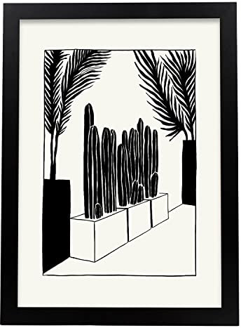 Nacnic Affiche avec paysages Noirs et Blancs. Cactus élevés. Illustrations artistiques Modernes pour la décoration intérieure. A3 sans Cadre.